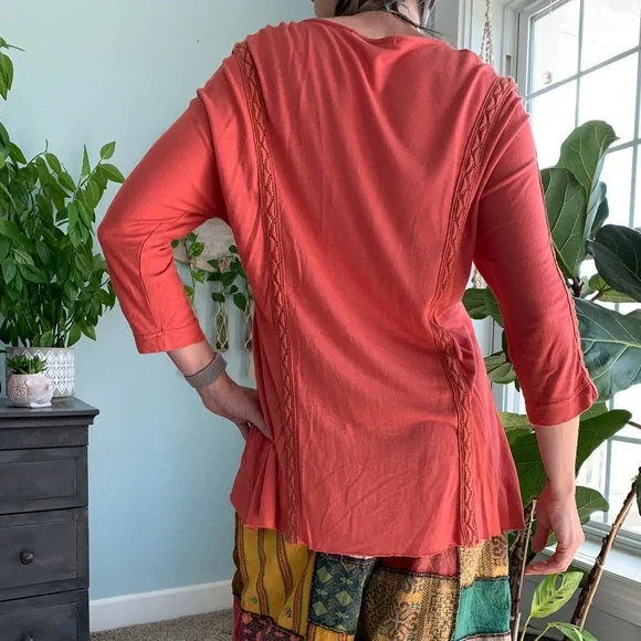 Anthropologie Orange Boho Top - Picture 2 of 4